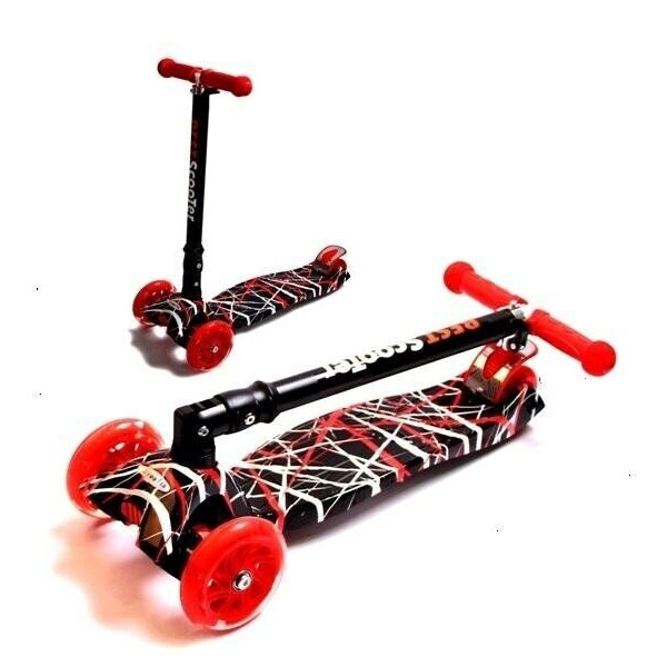 

Детский Трехколесный самокат Scooter MAXI PRINT Складаная ручка Черно Красный (sc235)