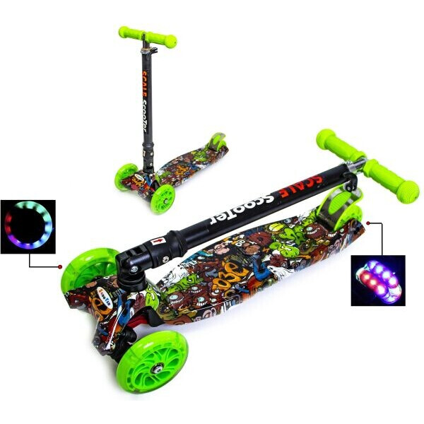 

Детский Трехколесный самокат Scooter MAXI PRINT Складаная ручка Монстры (sc231)