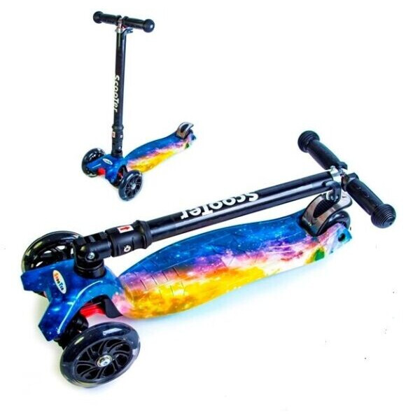 

Детский Трехколесный самокат Scooter MAXI PRINT Складаная ручка Космос (sc223)