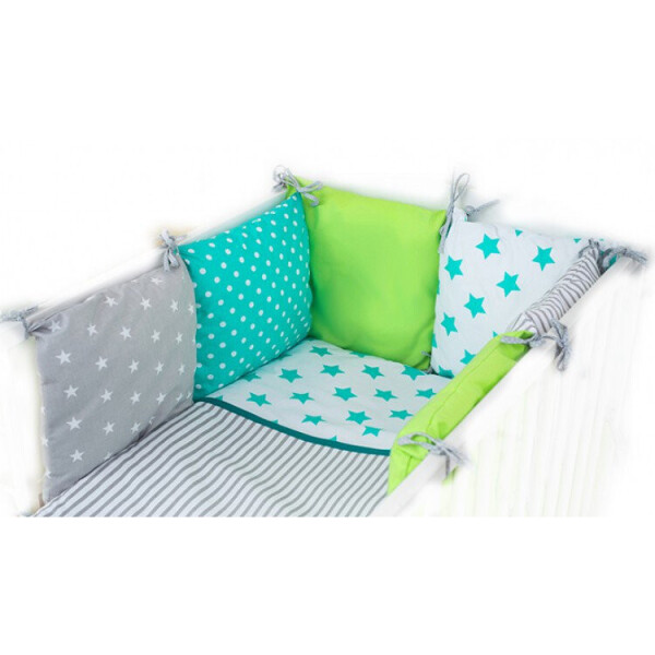 

Комплект в детскую кроватку для новорожденных Хатка 9 в 1 Утро зеленый с мятным (1509)