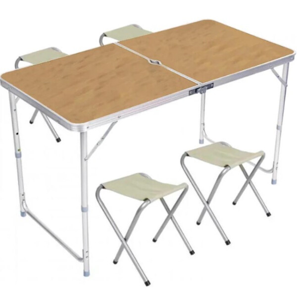 

Стол раскладной для пикника с 4 стульями и отверстием для зонта MHZ Folding Table 5639, светлое дерево