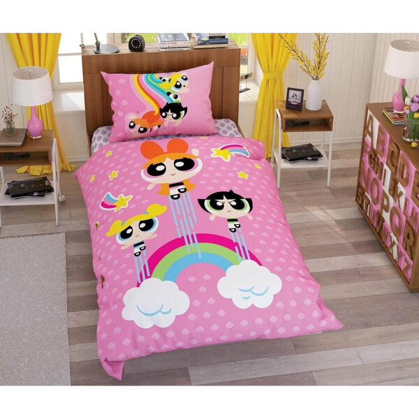 

Детский и подростковый комплект TAC Power Puff Girls Stars Ранфорс / простынь на резинке