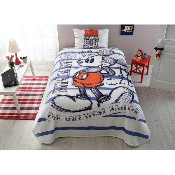 

Комплект постельного белья с покрывалом-пике TAC Mickey Sailor / простынь на резинке