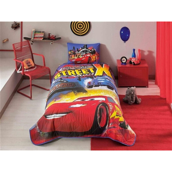 

Стеганное покрывало TAC Disney Cars Nitroade 160*220см + наволочка