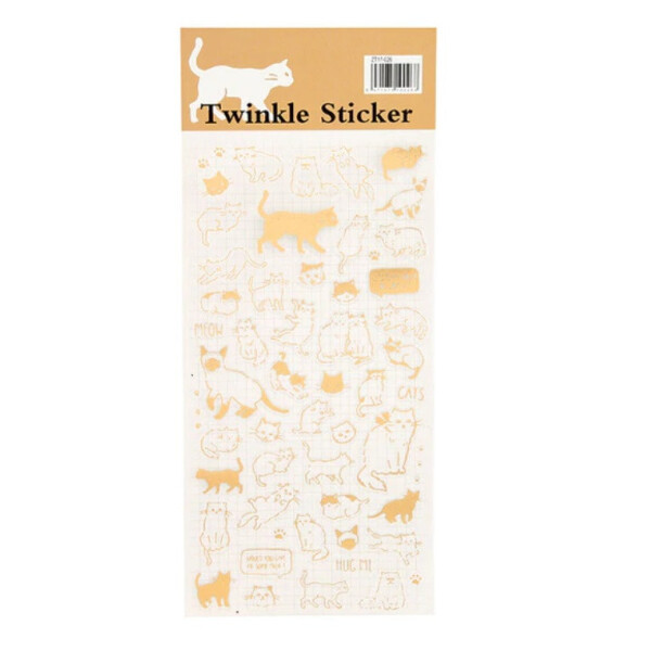 

Наклейка стикер Кот Twinkle Sticker самоклеющаяся золотистый