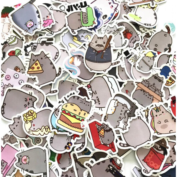 

Наклейки стикеры Кот Пушин Pusheen самоклеющиеся 100 шт.