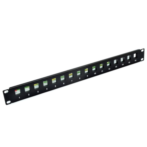 

Патч-панель наборная на 16 модулей RJ45 Keystone, 1U, 19"