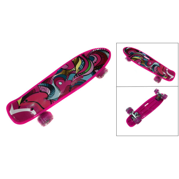 

Скейт Profi Penny Board LED 22 с ручкой PINK 57 × 15 см (336-259)