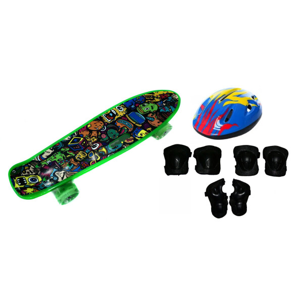 

Скейт Profi Penny Board LED 22 с ручкой GREEN 57 × 15 см с защитой (527-174)
