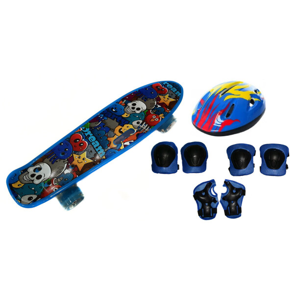 

Скейт Profi Penny Board LED 22 с ручкой DARK BLUE 57 × 15 см с защитой (527-174)
