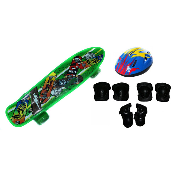 

Скейт Profi Penny Board LED 22 с ручкой LIGHT GREEN 57 × 15 см с защитой (527-174)