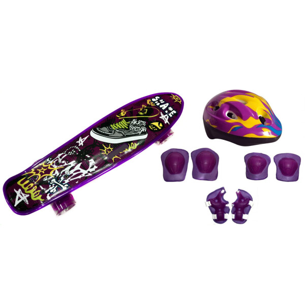 

Скейт Profi Penny Board LED 22 с ручкой VIOLET 57 × 15 см с защитой (527-174)