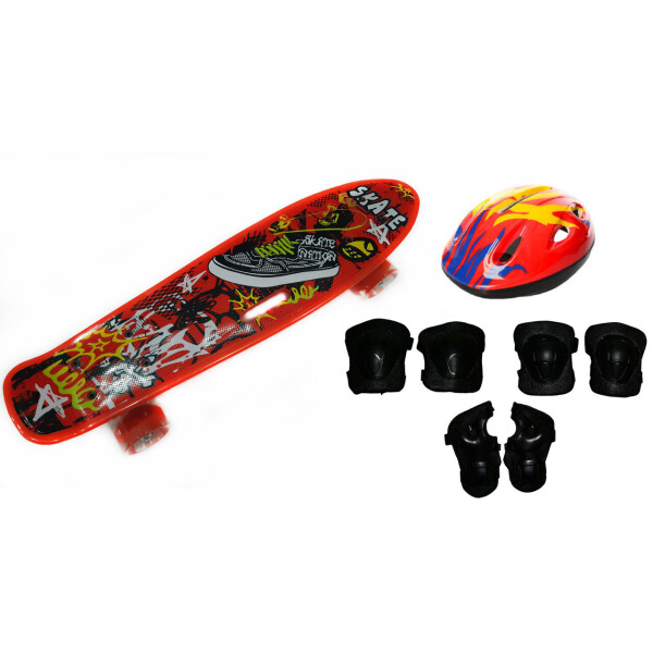 

Скейт Profi Penny Board LED 22 с ручкой RED 57 × 15 см с защитой (527-174)