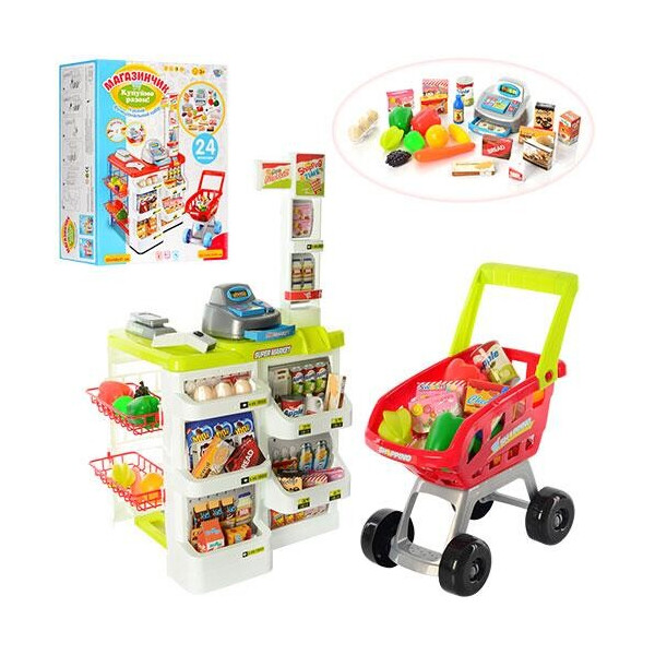 

Игровой набор Limo Toy супермаркет/магазин с кассой, тележкой и сканером звук, свет ( 668-01-03)