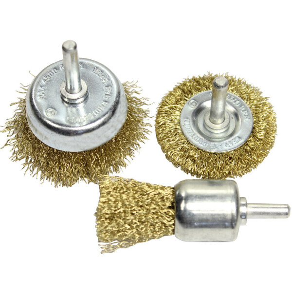 

Щетки из латунированной рифленой проволоки 3шт (1"-кист.2"-торц.2"-диск) HTools, 60K300
