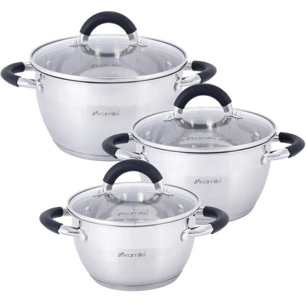 

Набор 3 кастрюли Marsaili 1.8л, 2.5л, 3.5л с силиконовыми ручками Kamille KM-5754