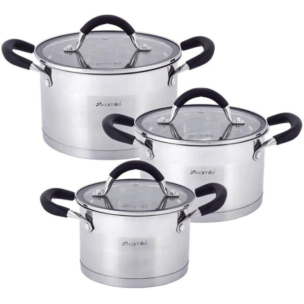 

Набор 3 кастрюли Marsaili 2л, 2.7л и 3.7л с силиконовыми ручками Kamille KM-5752