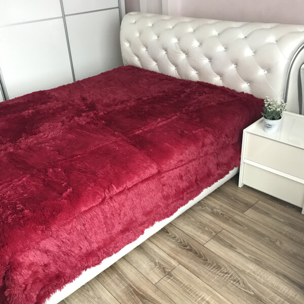 

Однотонный плед Albo Мех Травка 220х240 Бордовый