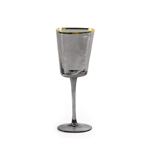

Бокал REMY-DECOR Ice Evans темно-дымчатый для вина 350 мл с золотым ободком дизайнерский фужер для дома