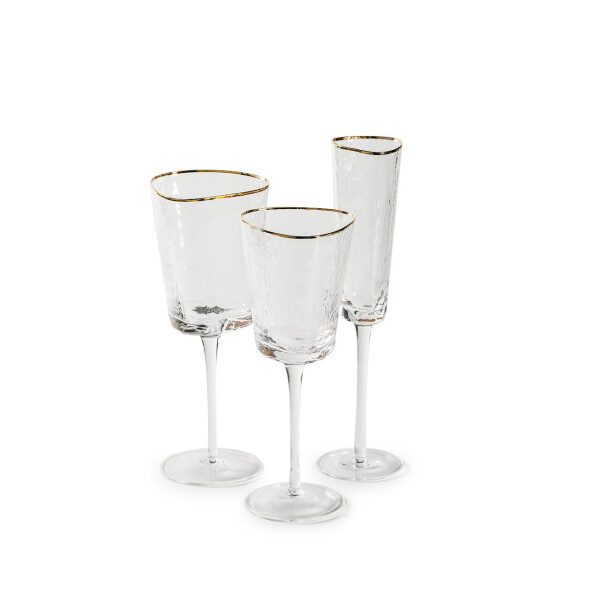 

Набор бокалов REMY-DECOR Ice Evans для вина и шампанского с золотым ободком из 3х предметов