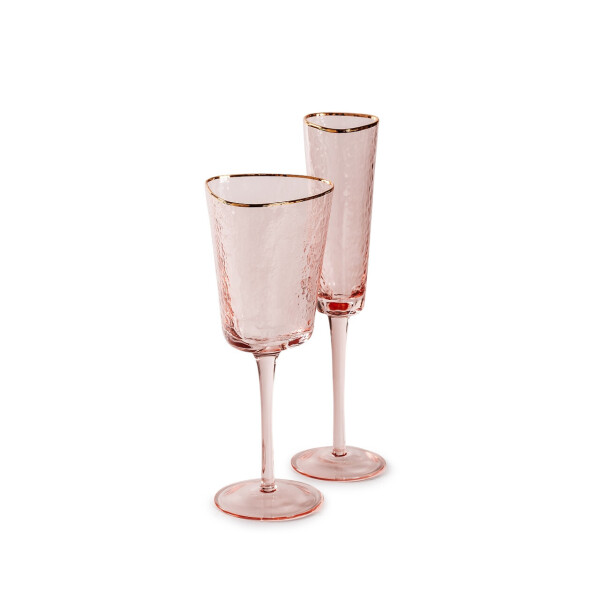 

Набор бокалов REMY-DECOR Ice Evans кораллово-розовых для вина и шампанского с золотым ободком дизайнерский