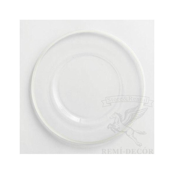 

Подставная тарелка REMY-DECOR Halo Glass White прозрачная с белым ободком для банкета 33см