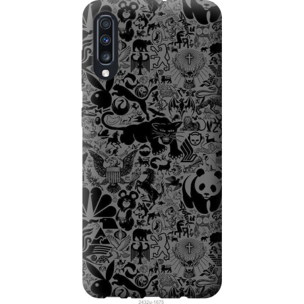 

Чехол на Samsung Galaxy A70 2019 A705F Чёрно-серый стикер бомбинг