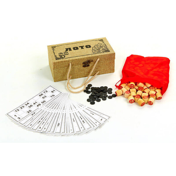 

Лото настольная игра в футляре обтянутом мешковиной W9094