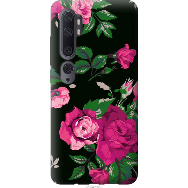 

Чехол на Xiaomi Mi Note 10 Розы на черном фоне