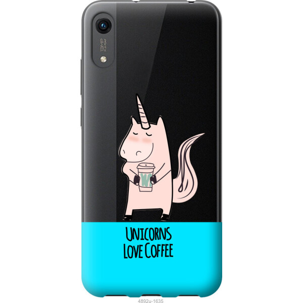 

Чехол на Huawei Honor 8A Единорожек с кофе