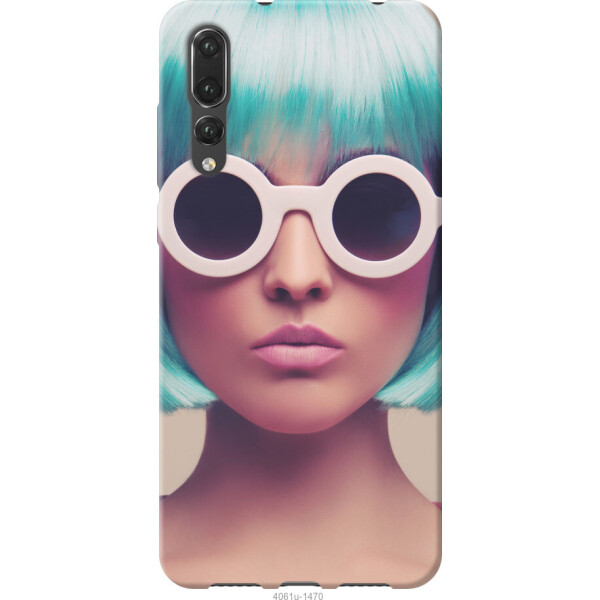 

Чехол на Huawei P20 Pro Синеволосая девушка в очках