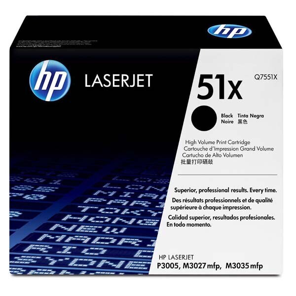 

Картридж HP Q7551X для принтера LJ M3027, M3035, P3005, P3005DN