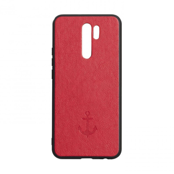 

Чехол для Xiaomi Redmi 9, пластик и кожзам, Красный / Черный