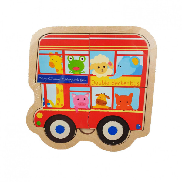 

Деревянная игрушка Пазлы MD 2283 (Красный автобус)
