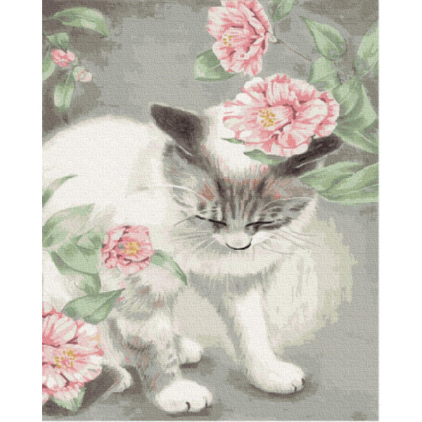 

Картина по номерам. Brushme Кошка в цветах GX35652