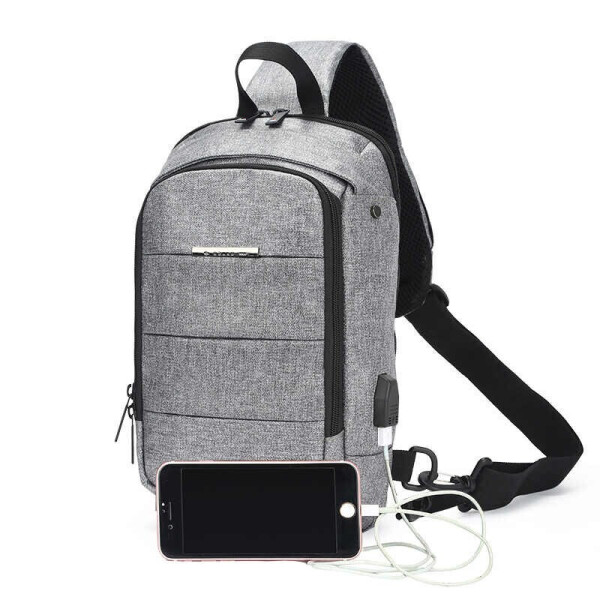 

Молоденая модная сумка Messengers Bag Ozuko c USB Серый