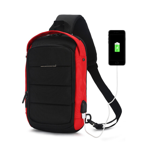 

Молоденая модная сумка Messengers Bag Ozuko c USB Красно-черный