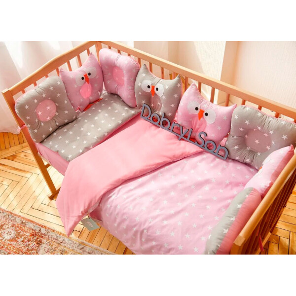 

Комплект постельного белья Добрый Сон Совушки 60 × 120 см серо-розовый звезды (9-01/7)