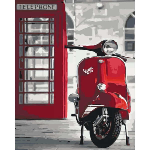 

Картина по номерам. Городской пезаж Легендарная Vespa 40*50см * KHO2155