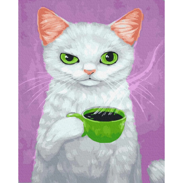 

Картина по номерам. Rainbow Art Кот и кофе GX23648-RA