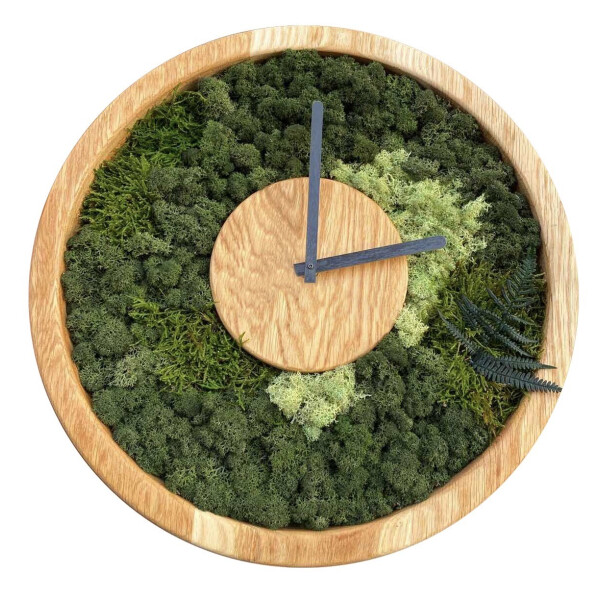 Акція на Настенные часы из мха SO Green Соу Грин деревянные 40 см (00740) від Allo UA
