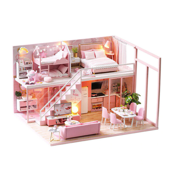 

Кукольный дом конструктор DIY Cute Room L-027 Pink house 3D Румбокс