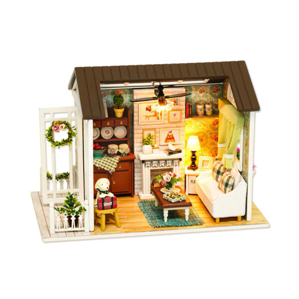 

Кукольный дом конструктор DIY Cute Room 8008-D Гостиная с верандой и камином 3D Румбокс