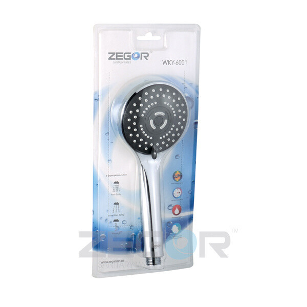 

Лейка для душа ZEGOR WKY 6001, 3 режима, в блистере