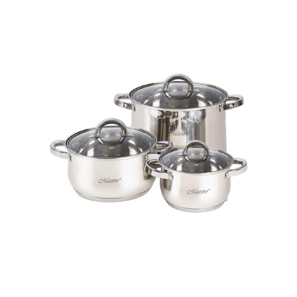 

Набор посуды нержавеющий Maestro - 1,5 х 3 х 5 л, (3 шт.) MR-2120-6L