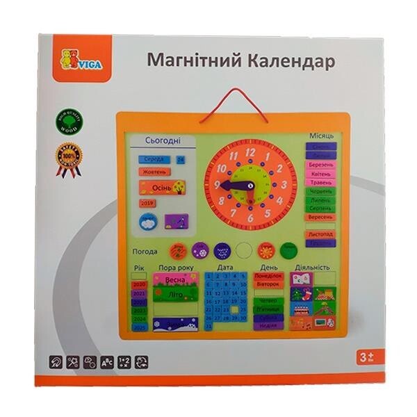 

Магнітний календар Viga Toys з годинником, українською мовою (50377U)