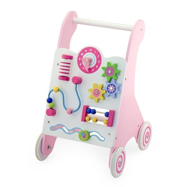 

Дитячі ходунки-каталка Viga Toys з бізібордом, рожевий (50178)