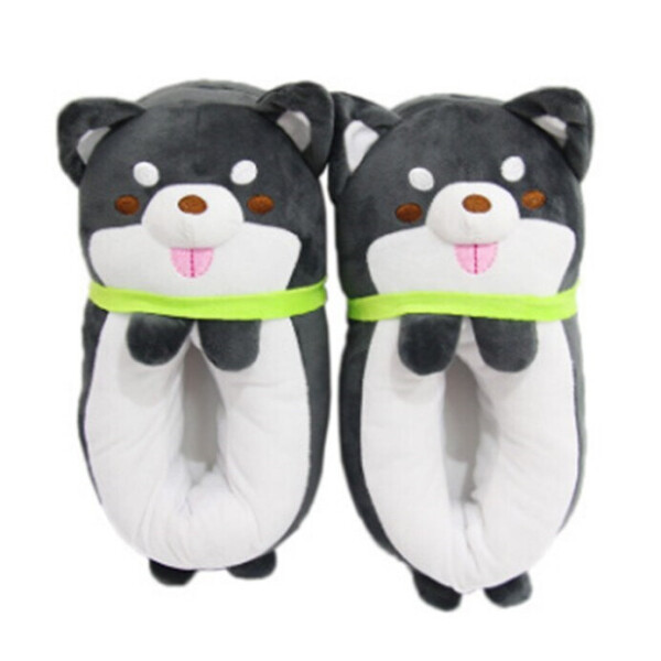 

Тапочки Шиба Ину черный сезам Сartoon slippers 22.036