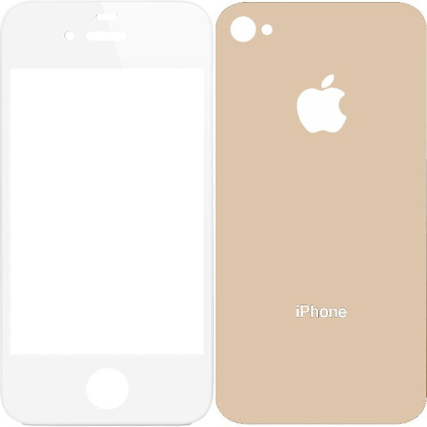 

TOTO 2,5D Full cover Tempered Glass front and back for iPhone 4/4S Gold