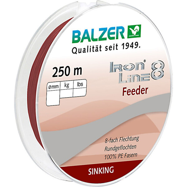 

Шнур Balzer Iron Line Feeder 8x Dark Red 250м 0.12мм 9,8кг (темно-красный) тонущий (12668 112)